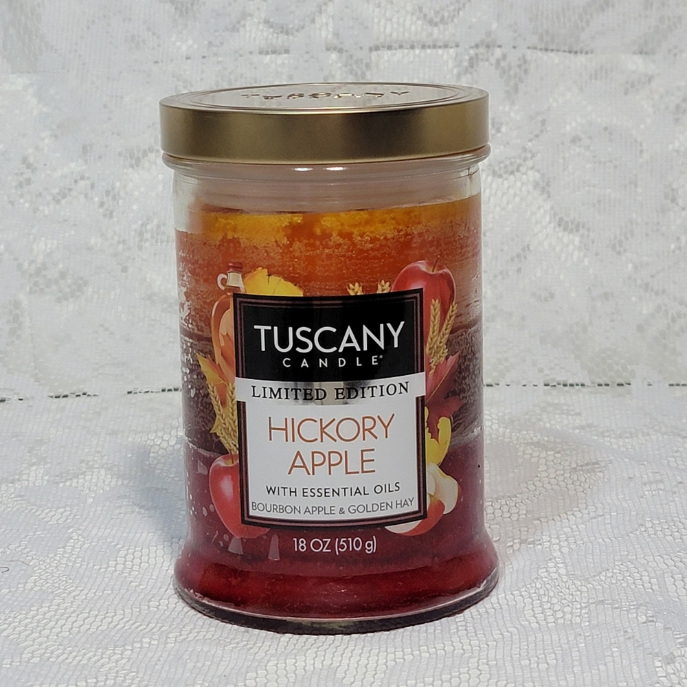 Tuscany Scented Candle Limited Edition Hickory Apple with Essential Oils 18 oz.